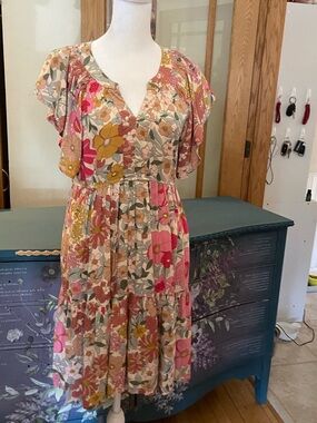 Umgee Multicolor Floral Tiered Midi Dress